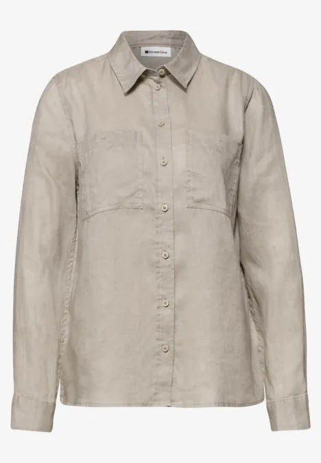 Langarm Bluse mit Brusttaschen timeless beige