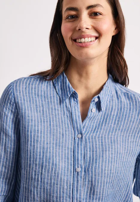 Chemisier à manches 3/4 en lin drift blue Chemisier à manches 3/4 en lin drift blue