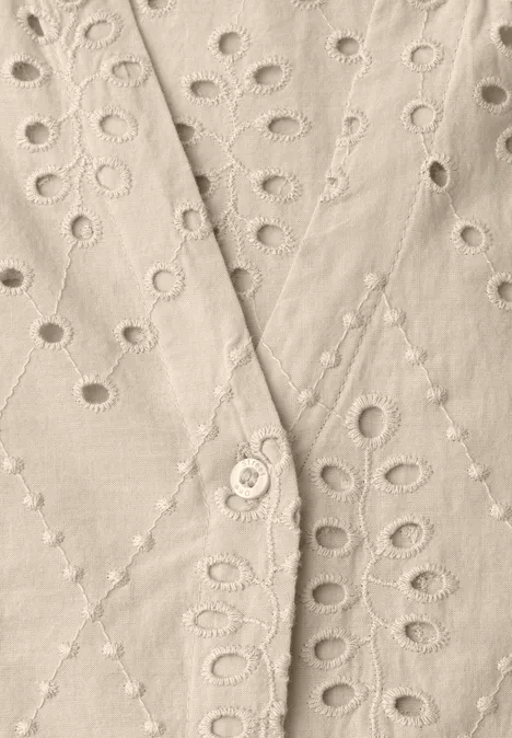 Blouse brodée à col fendu clay sand