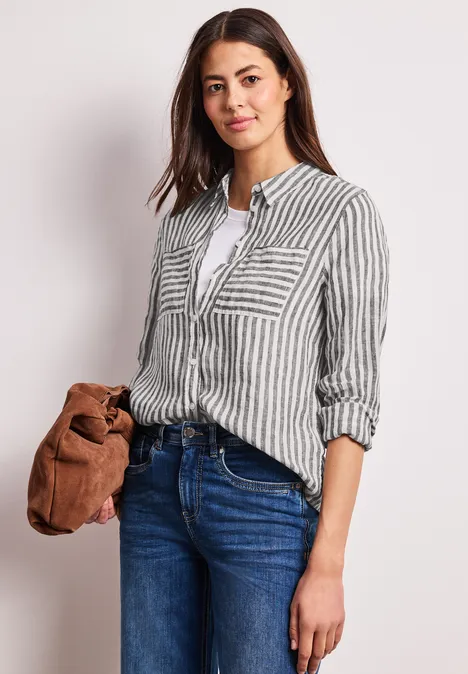 Langarm Hemdbluse aus Leinen espresso brown Langarm Hemdbluse aus Leinen espresso brown