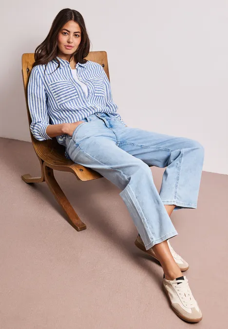 Chemise à manches longues en lin drift blue Chemise à manches longues en lin drift blue