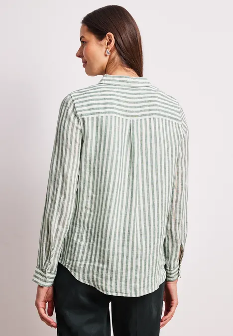 Langarm Hemdbluse aus Leinen bound green Langarm Hemdbluse aus Leinen bound green