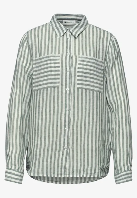 Langarm Hemdbluse aus Leinen bound green Langarm Hemdbluse aus Leinen bound green