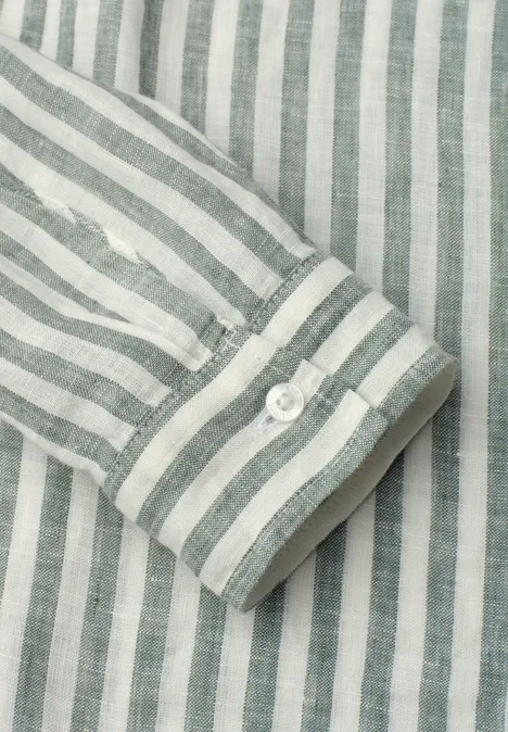 Langarm Hemdbluse aus Leinen bound green Langarm Hemdbluse aus Leinen bound green