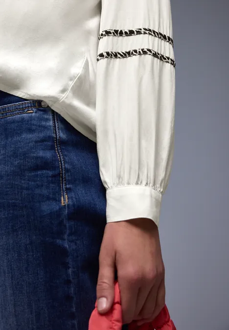 Tunika mit Tape-Details off white Tunika mit Tape-Details off white