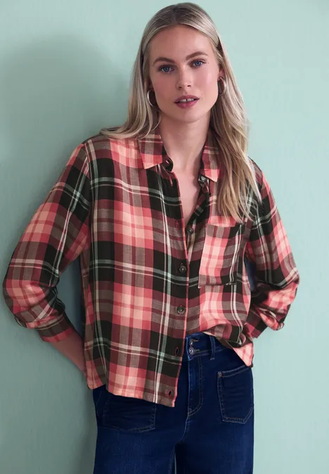 Karierte Hemdbluse striking coral