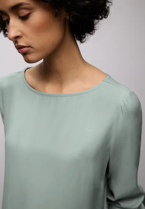 Bluse mit Elastiksaum dark mint green