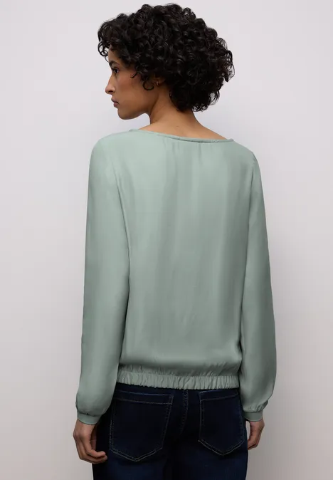 Bluse mit Elastiksaum dark mint green
