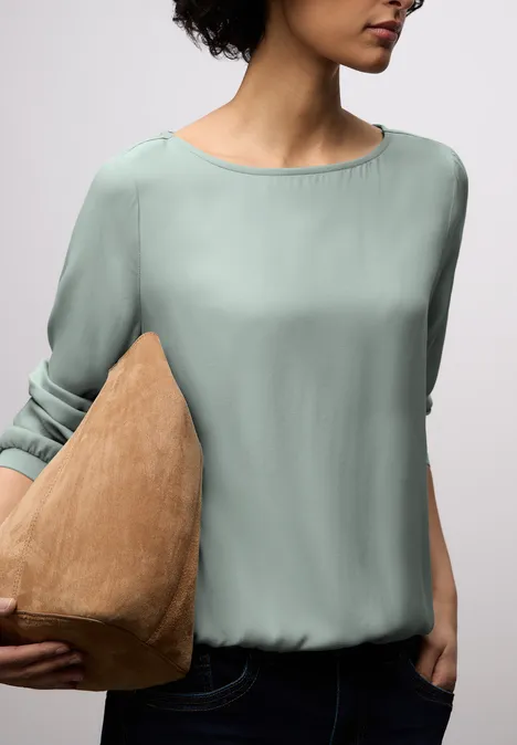 Bluse mit Elastiksaum dark mint green