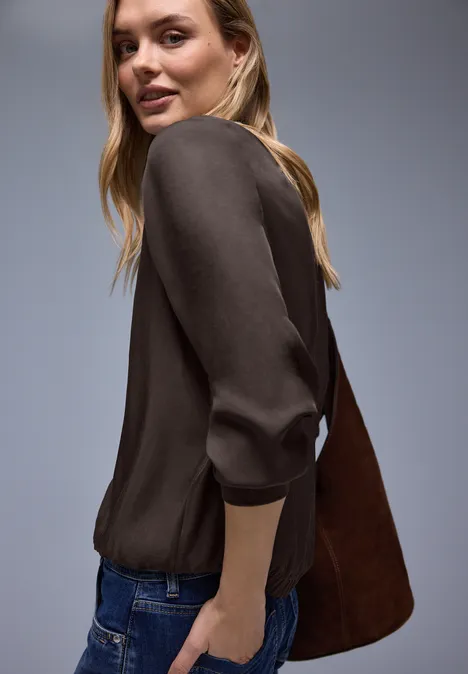 Bluse mit Elastiksaum molten earth