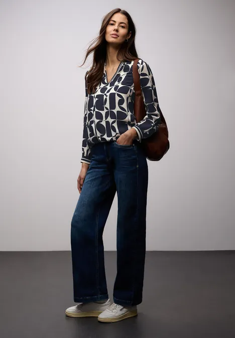 Bluse mit Tapedetails shadowed navy