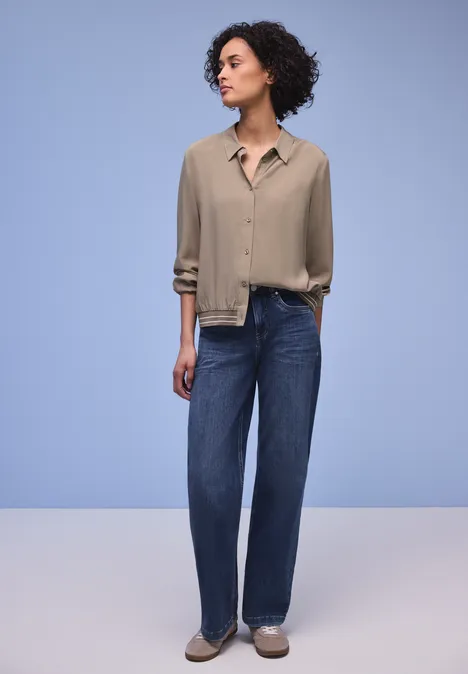 Hemdbluse mit Collegedetails light terra mocha