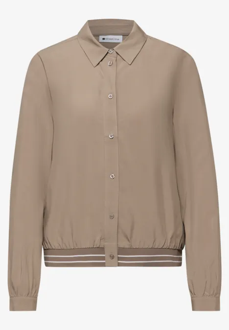 Hemdbluse mit Collegedetails light terra mocha