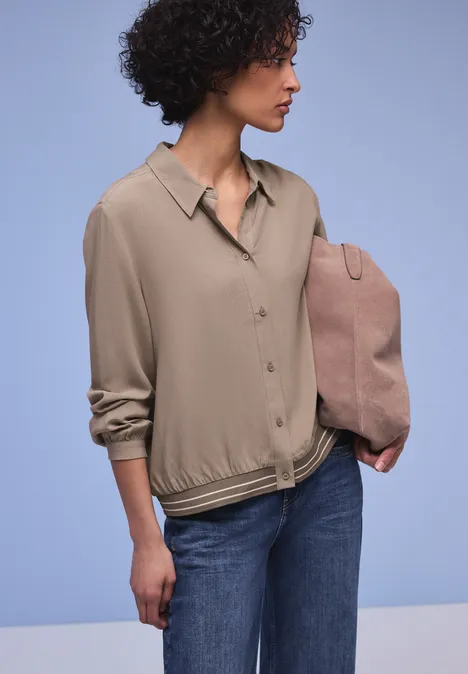 Hemdbluse mit Collegedetails light terra mocha