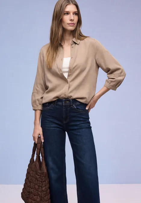 Hemdbluse im Washed-Look light terra mocha