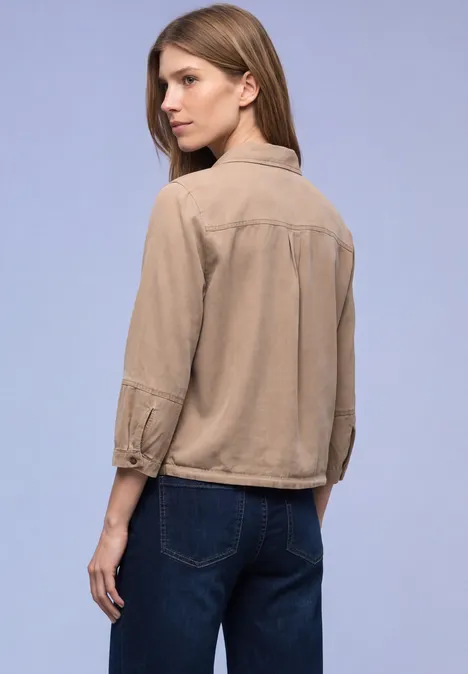 Hemdbluse im Washed-Look light terra mocha