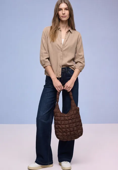 Hemdbluse im Washed-Look light terra mocha