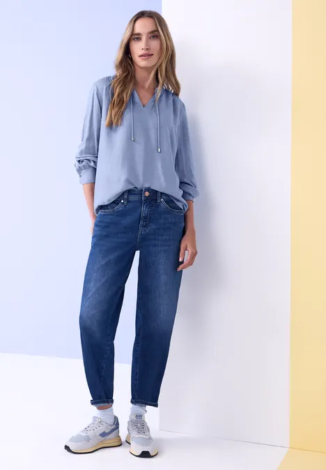 Blouse met ruches bonnet blue mel. Blouse met ruches bonnet blue mel.