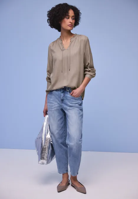 Bluse mit Rüschendetail light terra mocha mel.