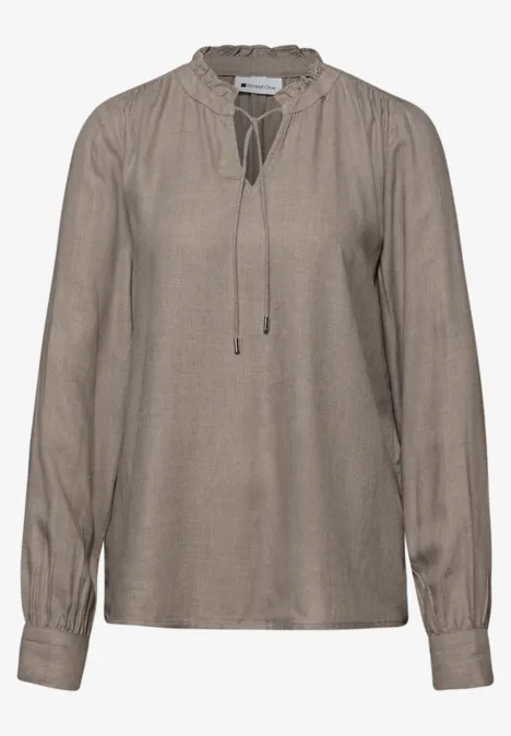 Bluse mit Rüschendetail light terra mocha mel.