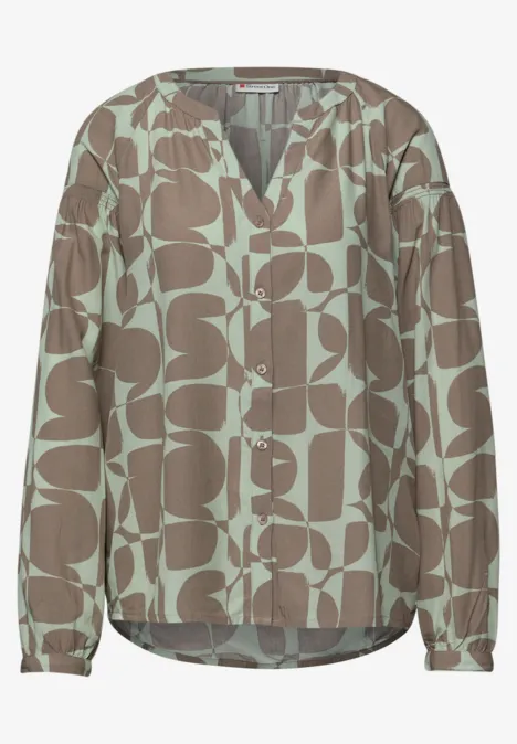 Bluse mit Smokdetail pale mint green