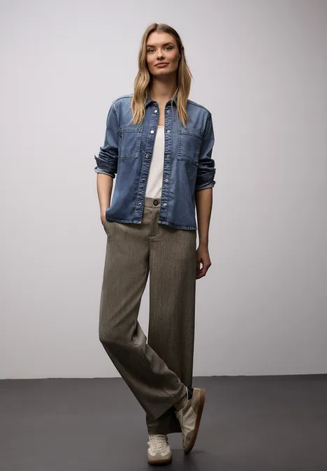 Denim Hemdbluse Medium Blue Soft washed