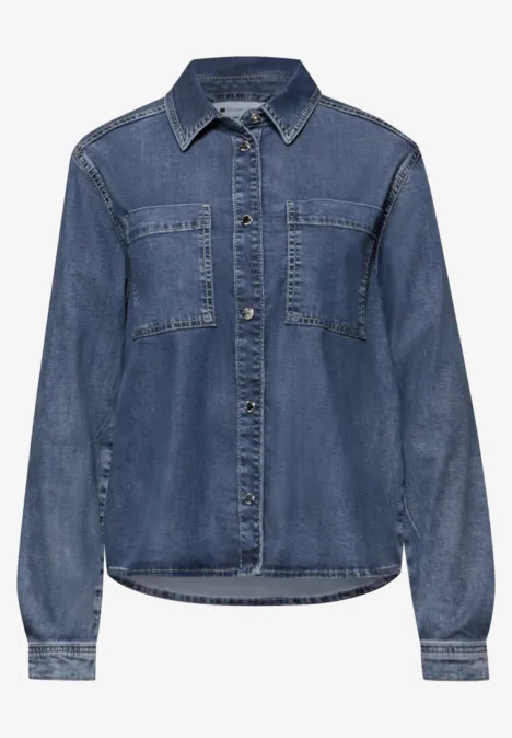 Denim Hemdbluse Medium Blue Soft washed