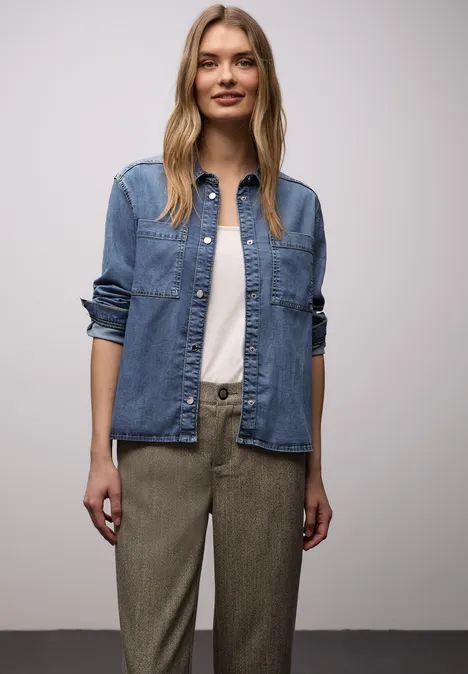 Denim Hemdbluse Medium Blue Soft washed
