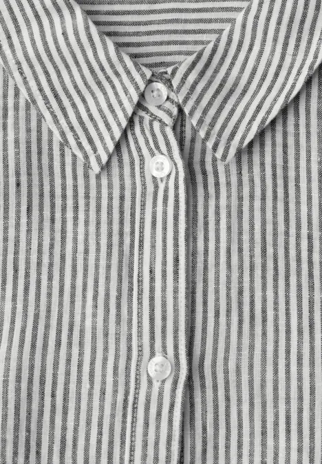 3/4-Arm Hemdbluse aus Leinen mit Streifen Black