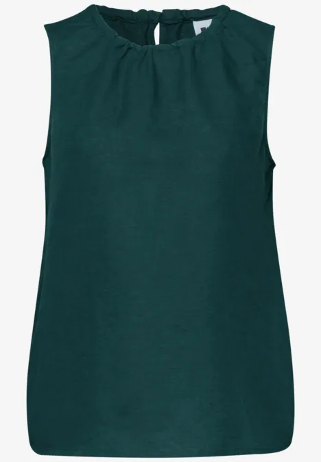 Ärmelloses Top in Dunkelgrün mit rundem Halsausschnitt, schlicht und elegant.