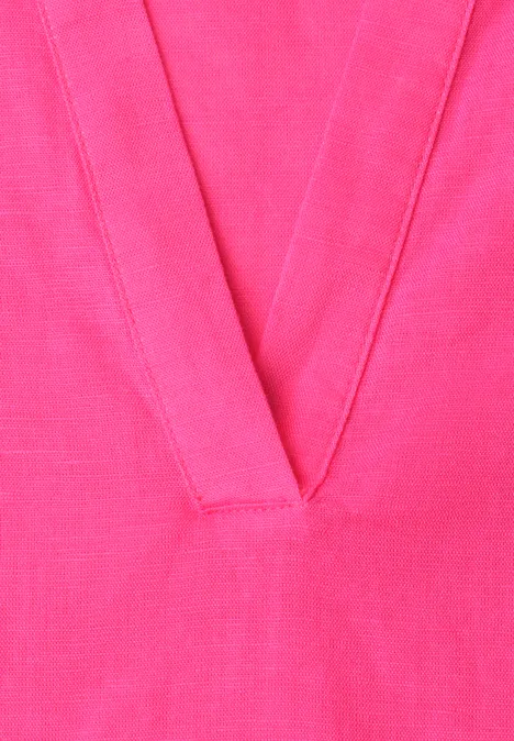 Bluse mit Split Neck aus Leinenmix magenta dream Bluse mit Split Neck aus Leinenmix magenta dream