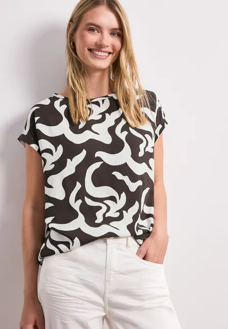 Chemisier dropped shoulder avec imprimé espresso brown