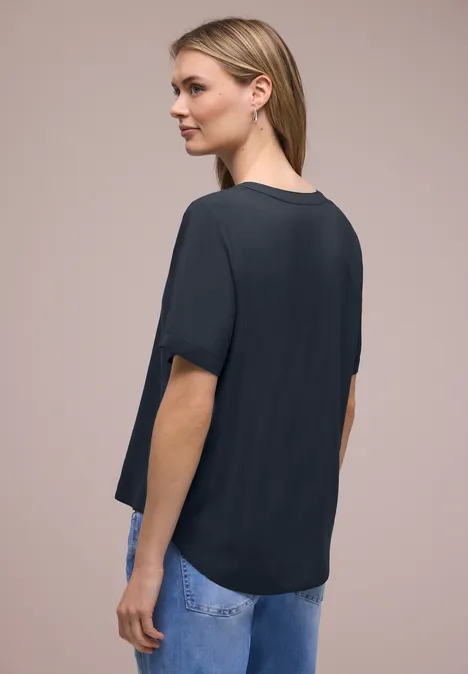 Kurzarm Bluse mit Turn-Up shadowed navy