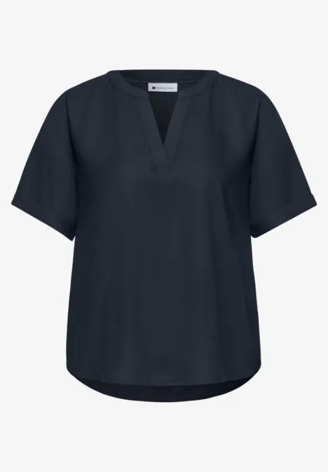 Kurzarm Bluse mit Turn-Up shadowed navy