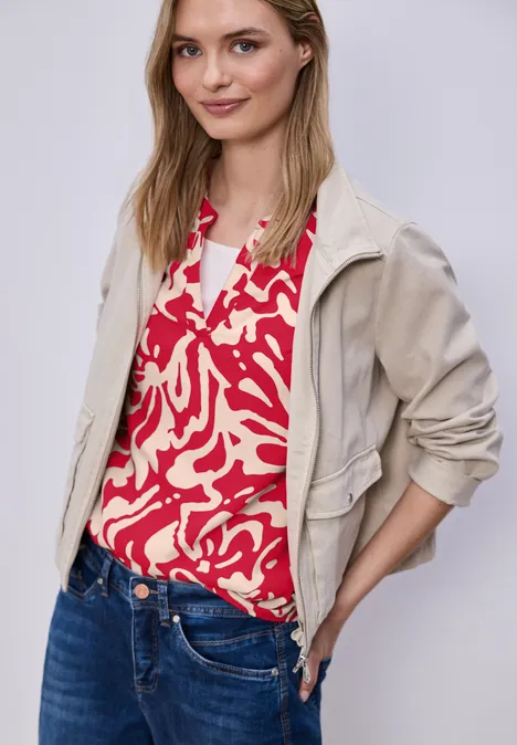 Blouse met korte mouwen en bloemenpatroon salsa red Blouse met korte mouwen en bloemenpatroon salsa red
