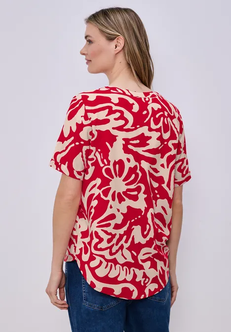 Blouse met korte mouwen en bloemenpatroon salsa red Blouse met korte mouwen en bloemenpatroon salsa red