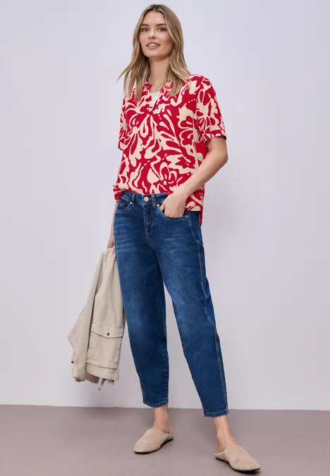 Blouse met korte mouwen en bloemenpatroon salsa red Blouse met korte mouwen en bloemenpatroon salsa red