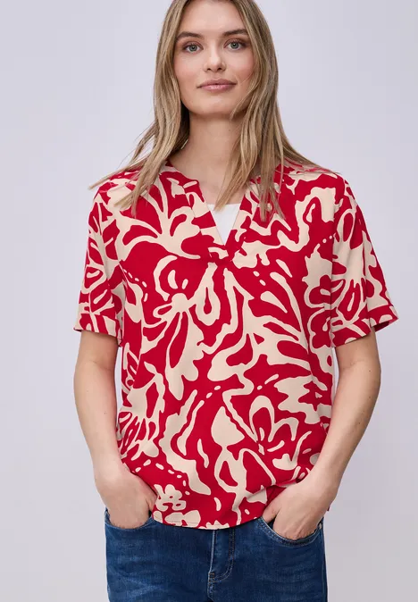 Blouse met korte mouwen en bloemenpatroon salsa red Blouse met korte mouwen en bloemenpatroon salsa red