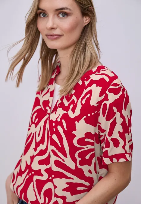 Blouse met korte mouwen en bloemenpatroon salsa red Blouse met korte mouwen en bloemenpatroon salsa red