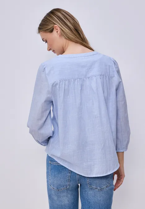 Bluzka koszulowa z rękawem 3/4 w jakości chambray original blue