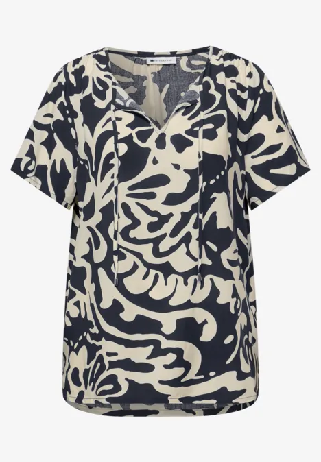 Bluzka koszulowa z detalami ze sznurka shadowed navy