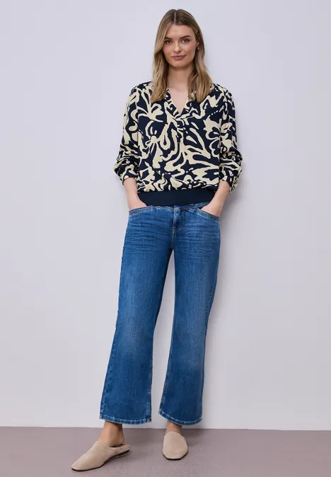 Langarm Bluse mit elastischem Bund shadowed navy