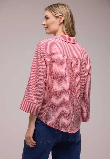 Gestreept overhemd blouse salsa red