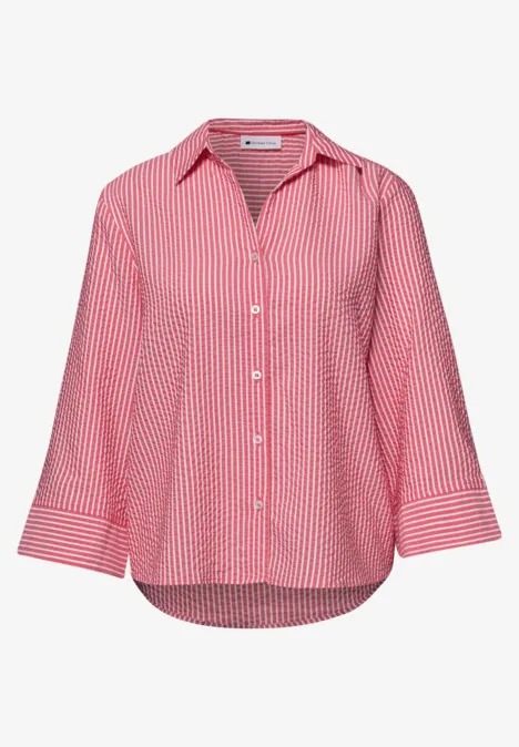 Gestreept overhemd blouse salsa red