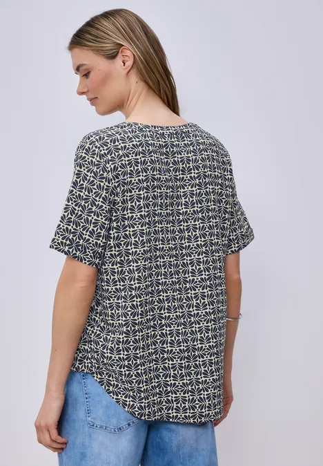 Kurzarm Bluse mit Turn-Up shadowed navy