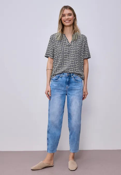 Kurzarm Bluse mit Turn-Up shadowed navy