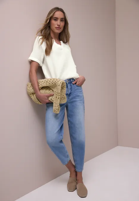 Blouse à manches courtes en qualité mousseline off white