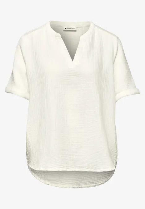 Blouse à manches courtes en qualité mousseline off white