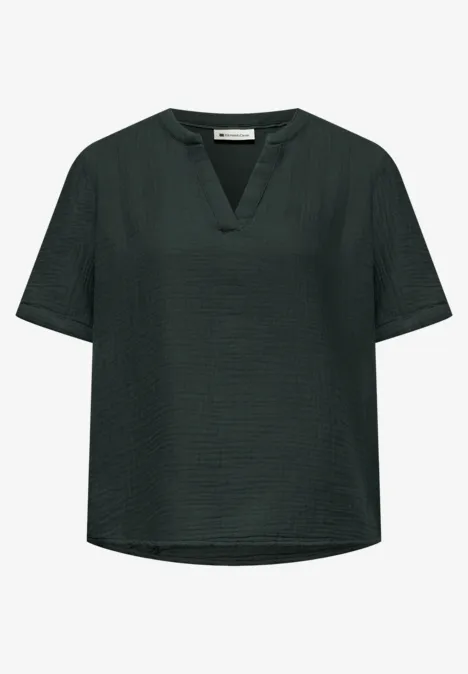 Kurzarm Bluse in Musselinqualität pine grove green