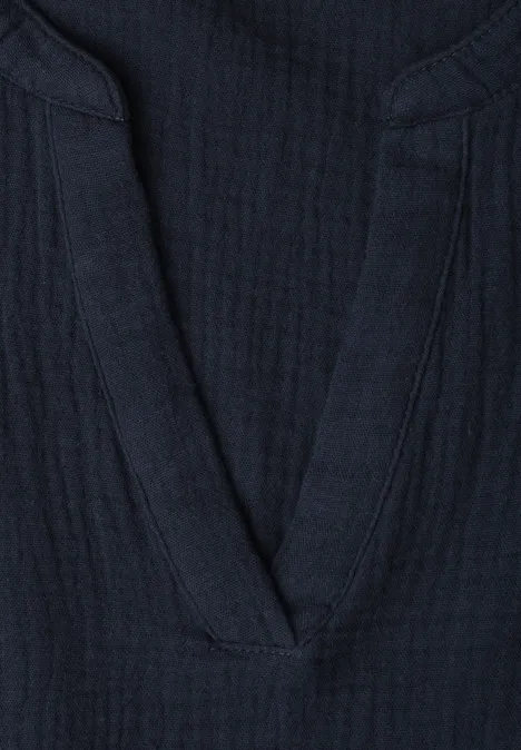 Kurzarm Bluse in Musselinqualität mit Turn-Up shadowed navy Kurzarm Bluse in Musselinqualität mit Turn-Up shadowed navy